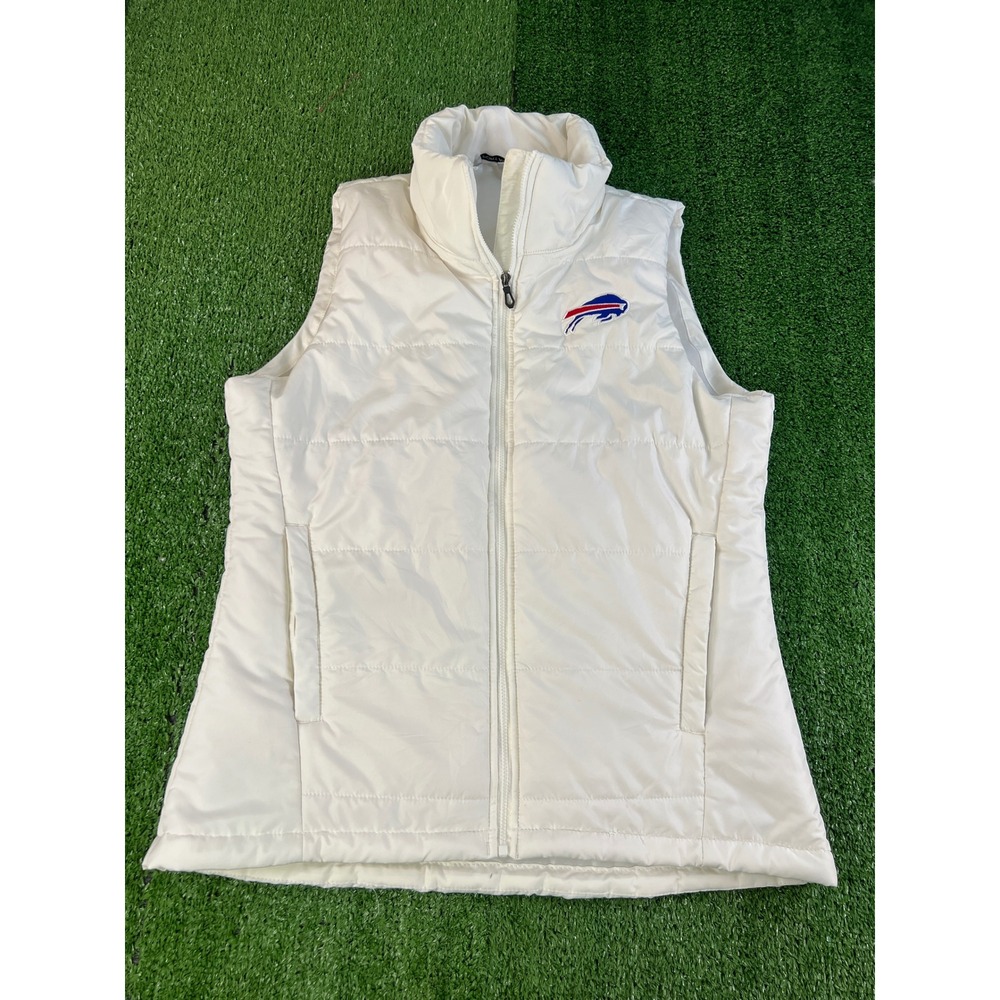 Port Authority Buffalo Bills Puffer Vest Womens Medium White Full Zip NFL Logo